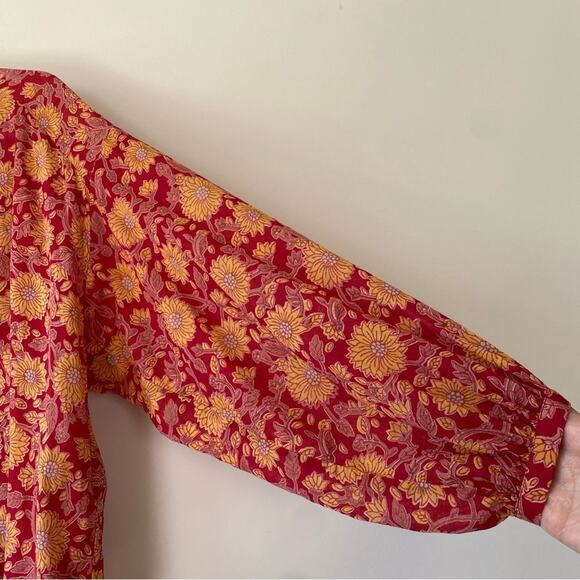 Dôen Jane Blouse in Desert Blooms Block Print Organic Cotton Size XXS Oversized - Picture 6 of 11